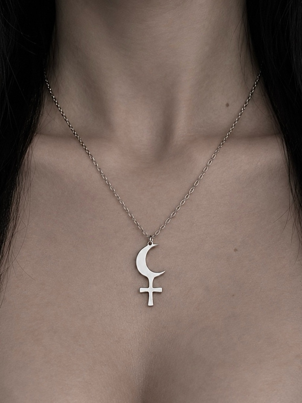 NEW Lilith Goddess Moon Silver Stainless Steel Pendant (NO CHAIN)